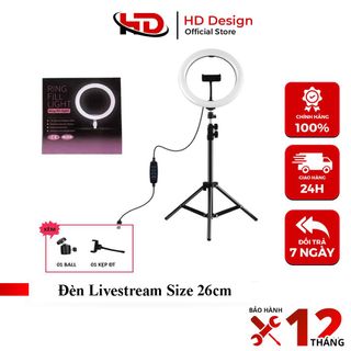 Đèn Livestream Size 26cm, Đèn Hỗ Trợ Chụp Ảnh Quay Tiktok Có 3 Chế Độ Sáng + Kẹp Điện Thoại + Chân Đèn Chắc Chắn giá sỉ