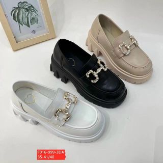 Giày lười nữ da mềm đế cao đính họa tiết kim loại F016