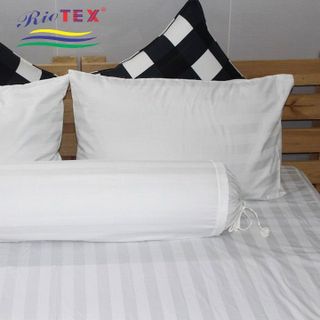 Vỏ gối RIOTEX trắng sọc T300 40x60, 50x70cm có bèo và không bèo