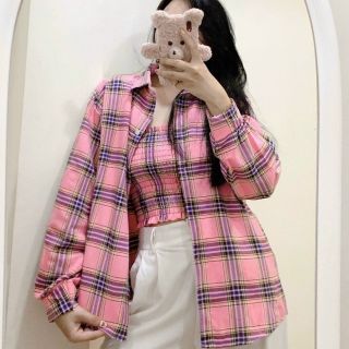 Set sơ mi áo ống caro chất kate mịn đẹp