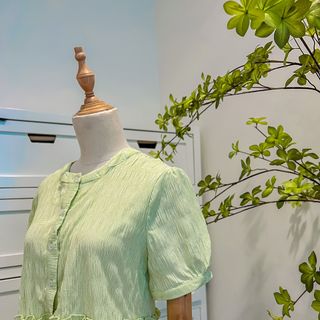 Đầm babydoll dáng tay phồng - 2 tầng viền bèo
