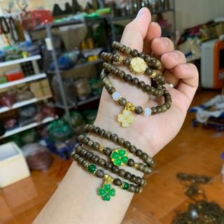 Vòng trầm mix cỏ 4lá giá sỉ