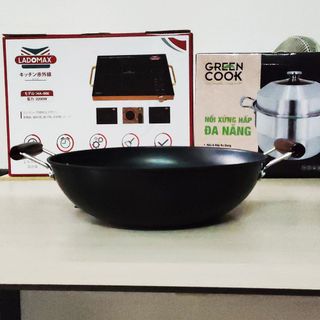 Chảo xào thép Nitriding 32cm Greencook GCW01-32IH dùng được tất cả các bếp