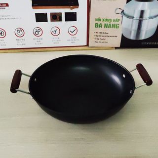 Chảo xào thép Nitriding 32cm Greencook GCW01-32IH dùng được tất cả các bếp