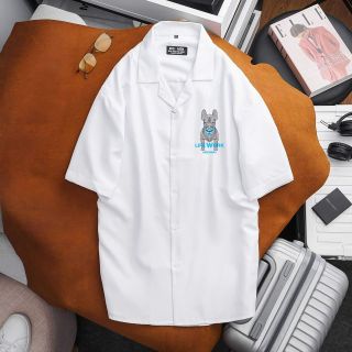 BIGSIZE- Sơ mi tay ngắn nam bigsize màu đen sz 70 - 130kg - in hình chó, mèo đeo kính
