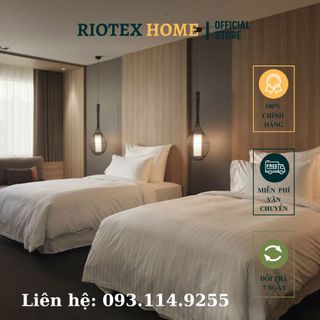 T300 Drap - Ga Cotton Khách Sạn Trắng Sọc Riotex Home 1m/m2/m4/m6/m8/2m2 x 2m Cao Cấp - Ga Cho Nệm Từ 5-35cm
