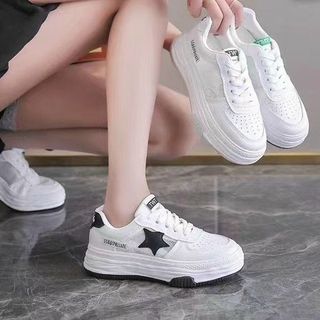 Giày thể thao nữ chất da mềm họa tiết ngôi sao đẹp F005