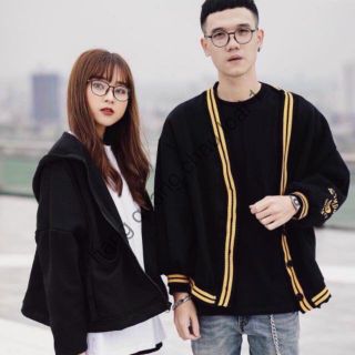Áo khoác cadigan sọc viền áo form rộng dưới 68kg