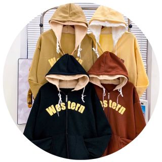 Áo hoodie chống nắng nỉ ngoại hình logo in chữ western form dưới 70kg giá sỉ