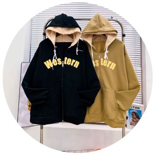 Áo hoodie chống nắng nỉ ngoại hình logo in chữ western form dưới 70kg