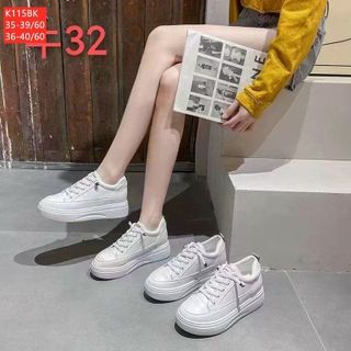 Giày thể thao nữ màu trắng da trơn mềm K115