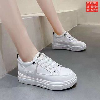 Giày thể thao nữ màu trắng da trơn mềm K115