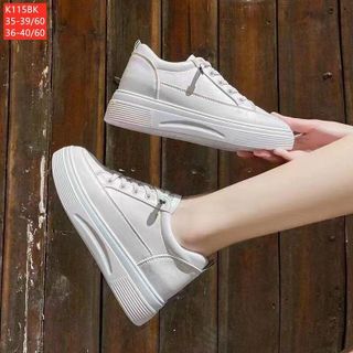 Giày thể thao nữ màu trắng da trơn mềm K115