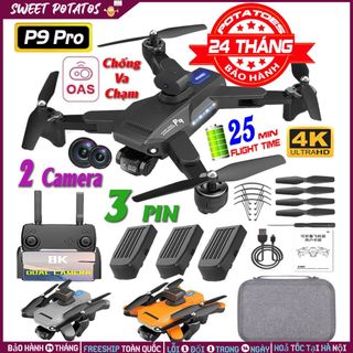 Flycam Mini Giá Rẻ Drone P9 Pro Max, Máy Bay Điều Khiển Từ Xa 4 Cánh, Play Camera Cao Cấp 2 Camera 12MP, Pin Lithium 2500mAh bay 25-30 Phút, Cảm Biến 4 Chiều, Chống Rung, Tránh Va Chạm. giá sỉ