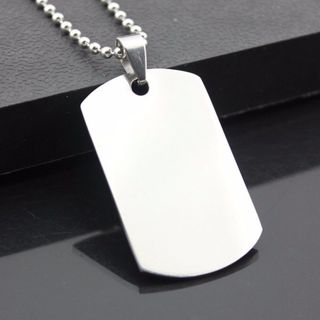 vòng cổ, Thẻ bài quân đội dogtag, (thẻ trơn k khắc) Vòng cổ Mặt Thẻ bài Khắc Chữ Bằng Thép Không Gỉ Màu Bạc Thời Trang