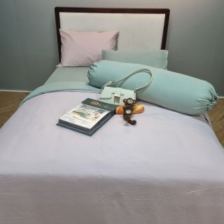Bộ 3 món - Ga Giường Bo Thun Cotton Đũi Tici Một Màu Trơn Cho Nệm Cao 5 - 35cm