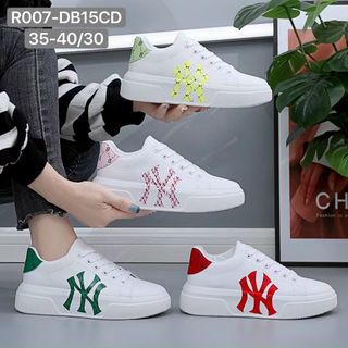 Giày thể thao nữ chất da màu trắng phối chữ đẹp R007