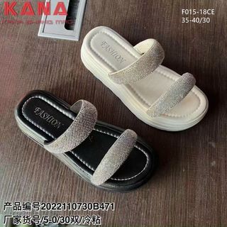 Dép nữ đế bánh mỳ 2 quai ngang đính hạt đẹp F015