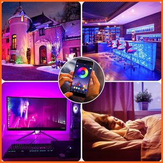 Đèn Led trang trí RGB 16 triệu màu, dây đèn led dài 5m điều khiển bằng điện thoại, nháy theo nhạc
