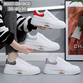 Giày thể thao nữ màu trắng viền gót đẹp R007
