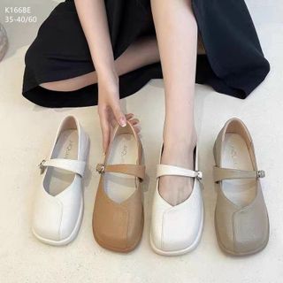 Giày lười nữ chất da mềm phối quai ngang đẹp K166