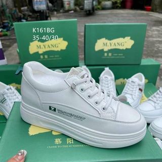Giày thể thao nữ chất da đẹp đế bánh mỳ êm chân K161