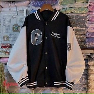 Áo khoác bomber nỉ nút logo G form dưới 70kg đẹp