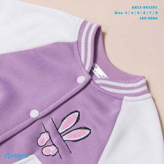 [CHÍNH HÃNG] Áo khoác bomber Toonooz trẻ em nỉ trần bông hot trend bé gái AK13-BG1201 size 3-8 tuổi