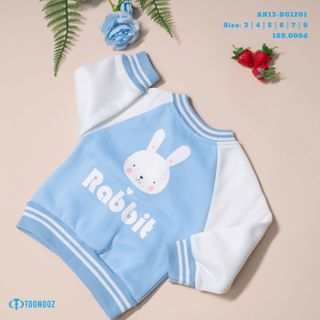 [CHÍNH HÃNG] Áo khoác bomber Toonooz trẻ em nỉ trần bông hot trend bé gái AK13-BG1201 size 3-8 tuổi
