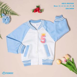 [CHÍNH HÃNG] Áo khoác bomber Toonooz trẻ em nỉ trần bông hot trend bé gái AK13-BG1202 size 3-8 tuổi
