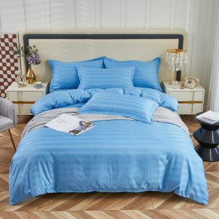 Bộ chăn ga gối Cotton Kẻ khách sạn, Homestay