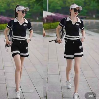 bộ áo polo quần đùi kiều dáng thể thao chất su dầy đẹp, fom 58kg quay đầu.