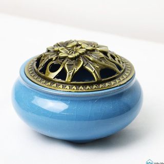 Lư xông trầm nụ chất liệu gốm nắp đồng giá sỉ - bán buôn