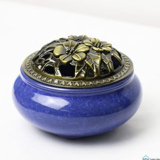 Lư xông trầm nụ chất liệu gốm nắp đồng giá sỉ - bán buôn
