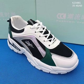 Giày thể thao nữ độn đế chất da mềm phối lưới thoáng khí K234