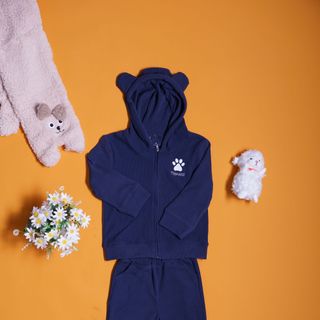 [CHÍNH HÃNG] Bộ đồ trẻ em unisex Toonooz chất liệu nhung tăm có mũ kéo khóa BD50-UN1301 size 09 tháng-3 tuổi