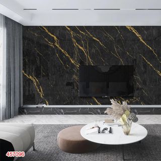 Vách tivi vân đá tráng gương kết hợp lam sóng