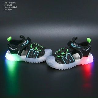 sandal trẻ em chất vải dệt thoáng khí đế gắn đèn led F051