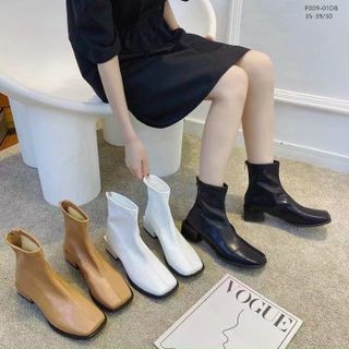 Giày boots nữ dạng trơn mũi vuông đẹp giá sỉ