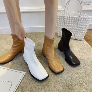 Giày boots nữ dạng trơn mũi vuông đẹp