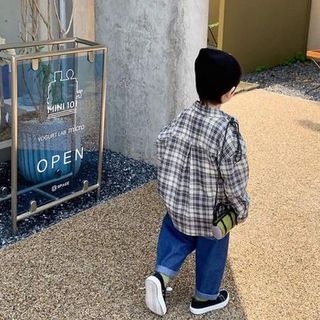 Áo sơ mi caro bé trai thời trang, áo sơ mi tay dài cho bé
