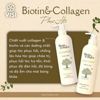 Cặp Gội Xả Biotin Collagen Trắng 1000ml - Giảm Rụng Tóc, Phục Hồi Tóc Khô Xơ