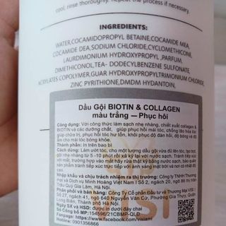 Cặp Gội Xả Biotin Collagen Trắng 1000ml - Giảm Rụng Tóc, Phục Hồi Tóc Khô Xơ