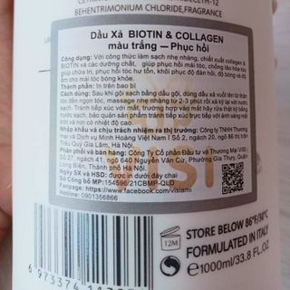 Cặp Gội Xả Biotin Collagen Trắng 1000ml - Giảm Rụng Tóc, Phục Hồi Tóc Khô Xơ