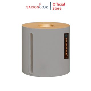 Hộp Đựng Giấy Nắp Tre Tròn Ecohome Saigoncook đa dụng 13.5x13.5 x13.3