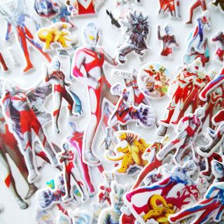 50 miếng dán 3D sticker hoạt hình Siêu nhân Ultraman Doraemon Elsa đồ chơi cho bé