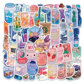 Bộ 50 sticker hình dán nước uống dễ thương