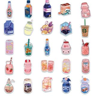 Bộ 50 sticker hình dán nước uống dễ thương