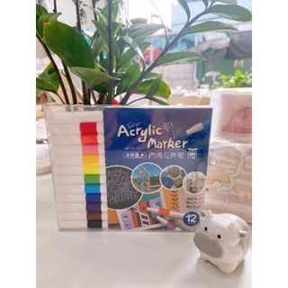 Bộ màu Acrylic Marker 12 màu vẽ trên các chất liệu đa dạng