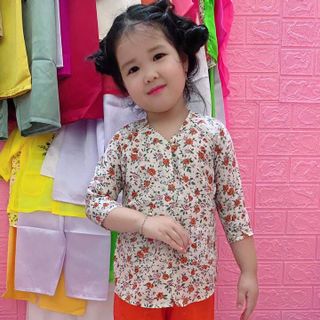 Bà ba bé gái họa tiết nhí + quần phi màu, đen, trắng